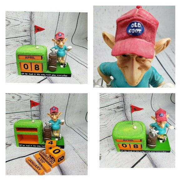 Coots 3D Golf Figurine Date Desk Calendar - "Old Coot" with Month and Date Tiles - Picture 2 of 12